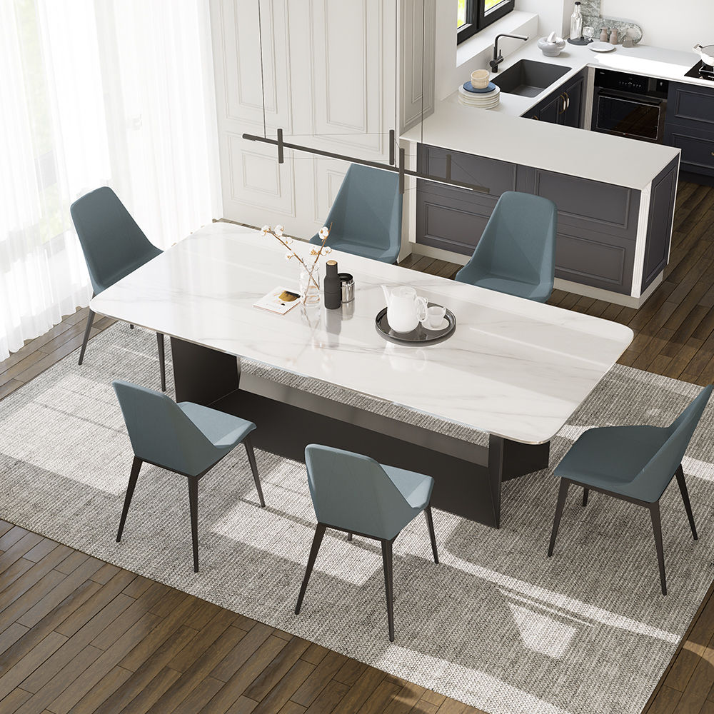 Modern Sintered Stone Trestle Dining Table White