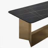 Modern Sintered Stone Trestle Dining Table Black