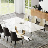 Jenpeg White Faux Marble Dining Table With Gold Legs White