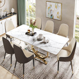 Jenpeg White Faux Marble Dining Table With Gold Legs White