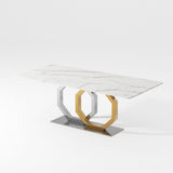 Jenpeg White Faux Marble Dining Table With Gold Legs White