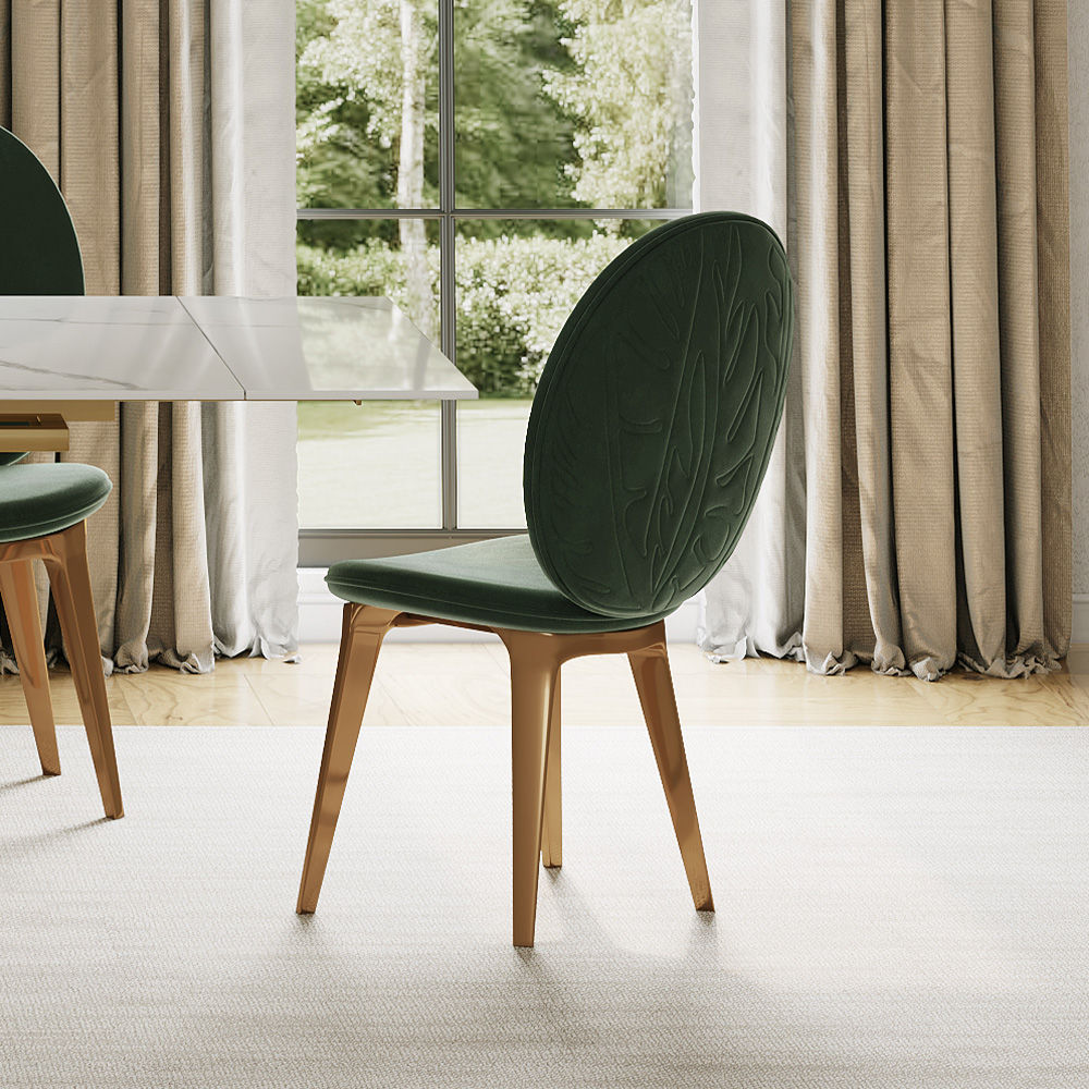 Modern Luxury Green Velvet Dining Chairs (Set Of 2) Green