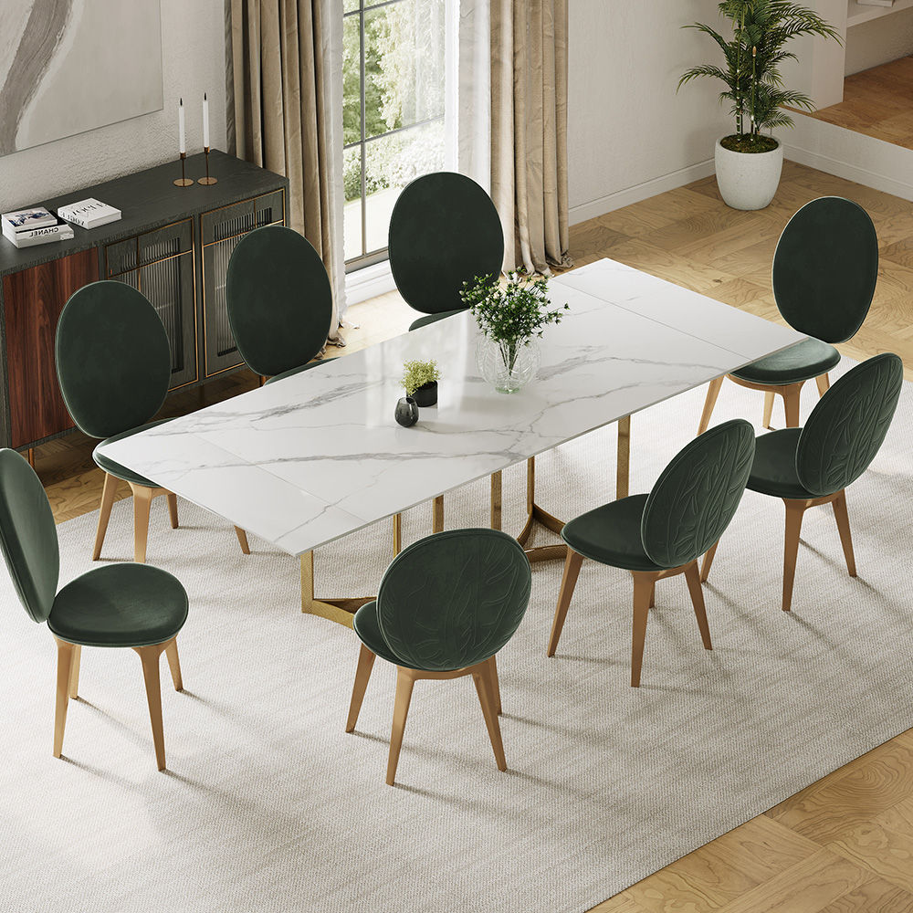 Modern Luxury Green Velvet Dining Chairs (Set Of 2) Green