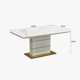 Modern Luxury Dining Table | Sintered Stone | Gold Legs | For Your Home White