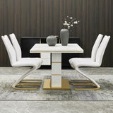 Modern Luxury Dining Table | Sintered Stone | Gold Legs | For Your Home White