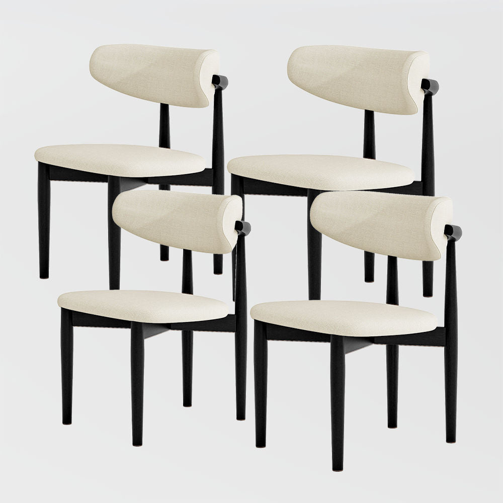 Mid-Century Ash Wood Dining Chair Set Black