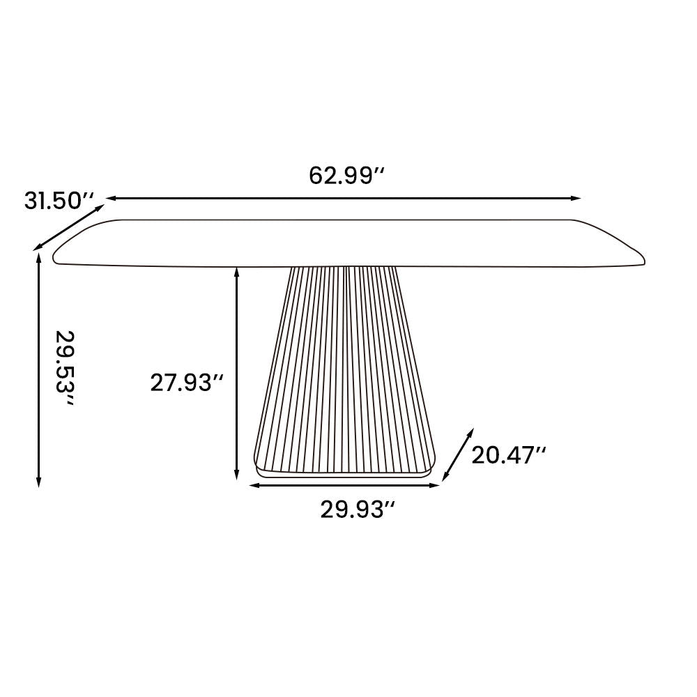 Modern White Rectangular Sintered Stone Pedestal Table | Free Shipping White