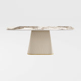 Modern White Rectangular Sintered Stone Pedestal Table | Free Shipping Gold