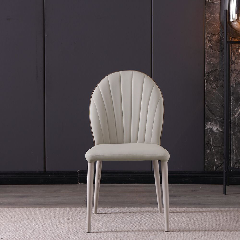 Buy Modern Beige Pu Leather Dining Chairs | Free Shipping | Set Of 2 Beige