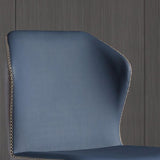 Modern Leather Side Chair With Carbon Steel Legs Navy Blue