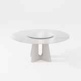 French Cream White Round Dining Table With Lazy Susan White