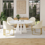 French Cream White Round Dining Table With Lazy Susan White