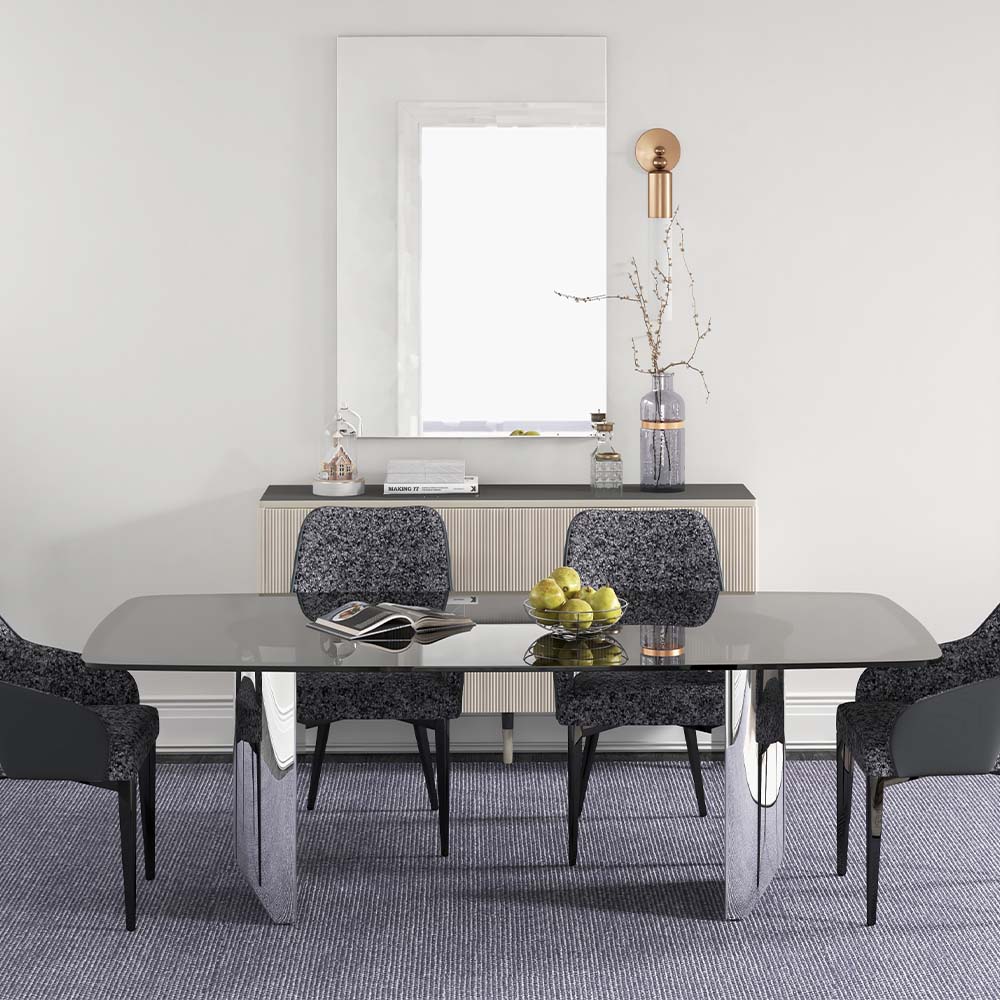 Modern Glass Dining Table For 6-8 Black