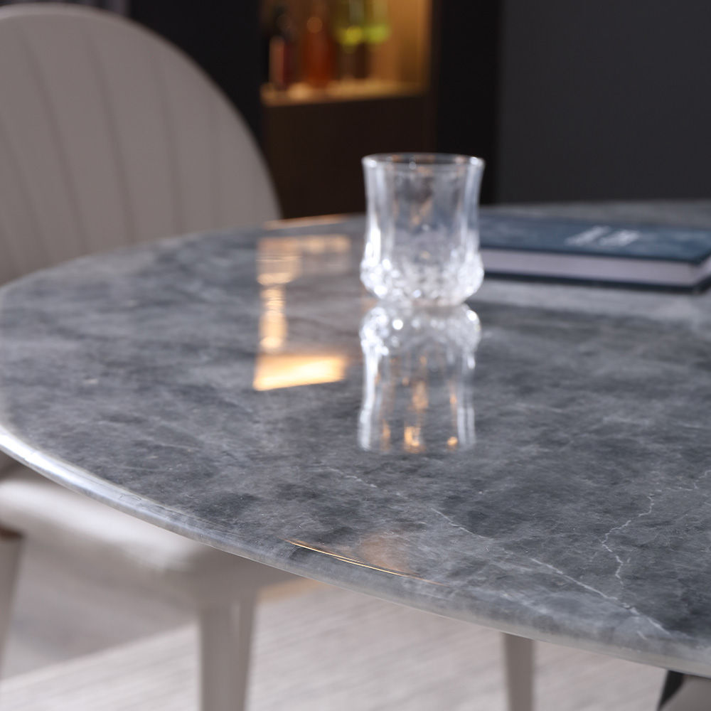 Modern Luxe Marble Round Dining Table | Free Shipping Gray