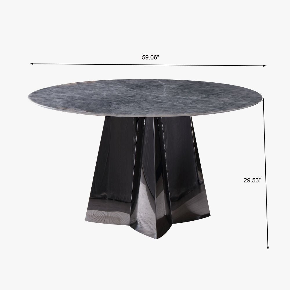 Modern Luxe Marble Round Dining Table | Free Shipping Gray