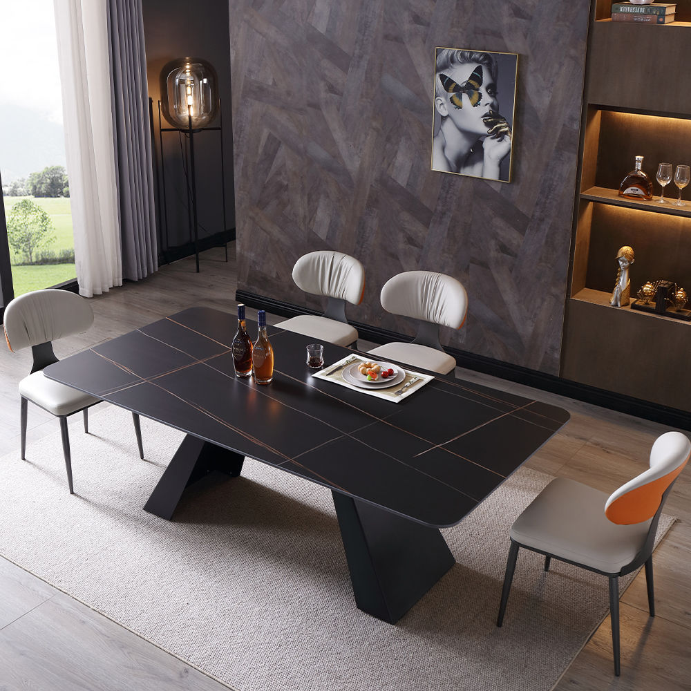 Modern Minimalist Table|Black Sintered Stone|Free Shipping Black