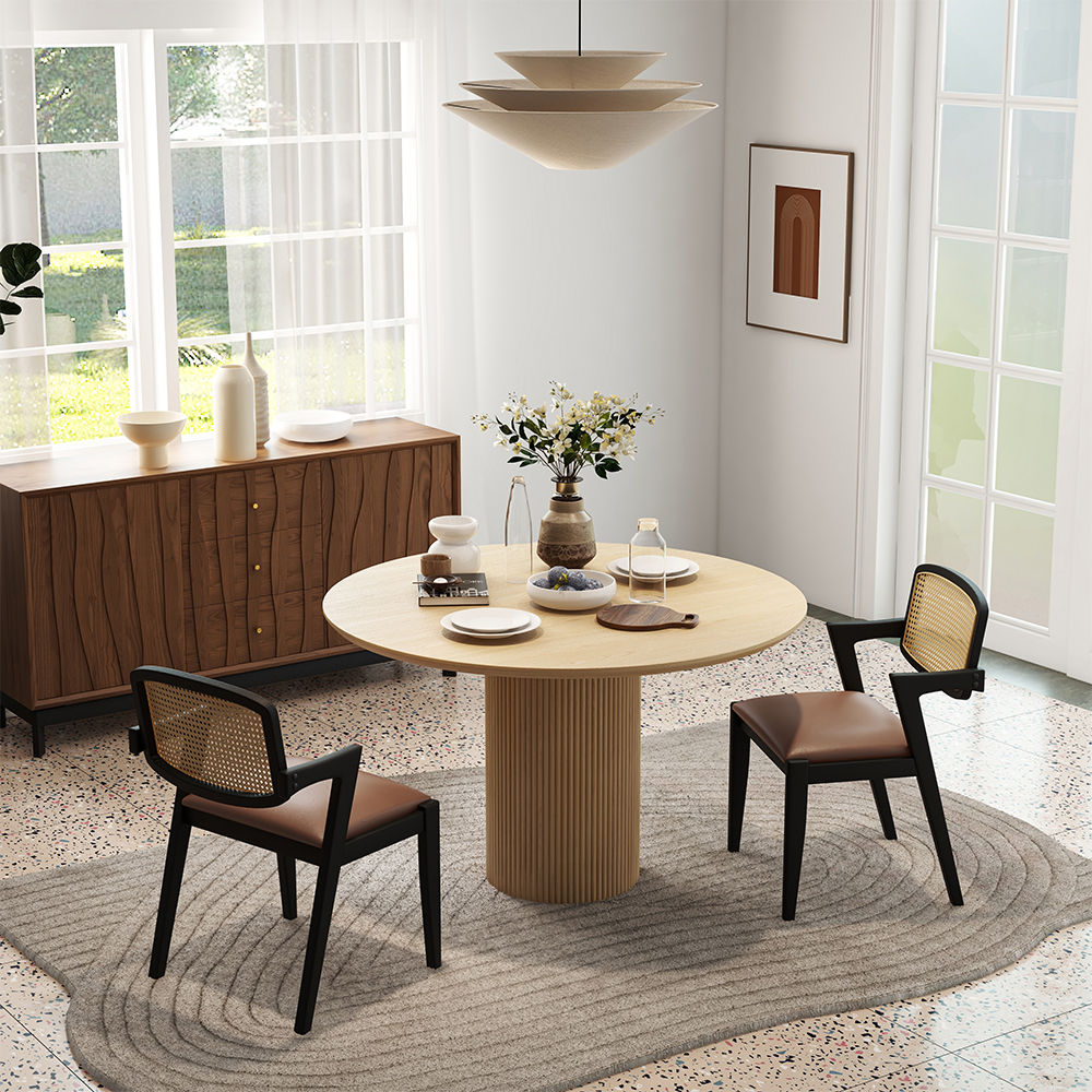 Modern Minimalist Round Dining Table Wood color