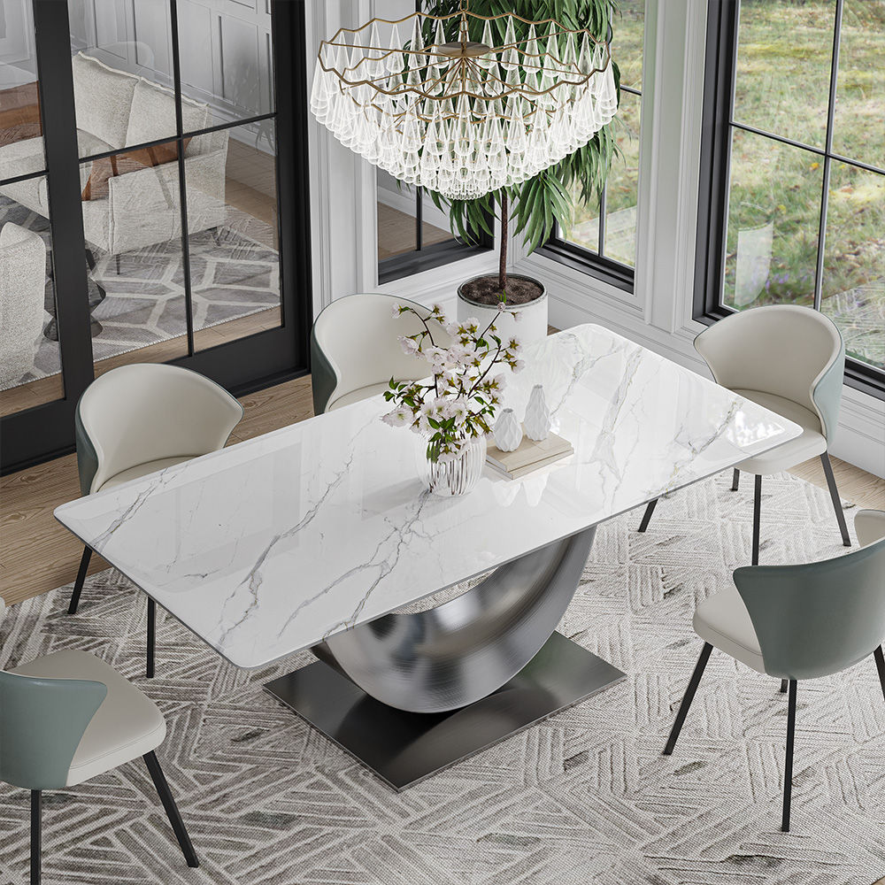 Upgrade Your Dining Room With Modern Minimalist Table - Free Shipping White & Silver