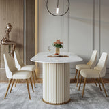 Modern Double Pedestal Dining Table With Oval Top White