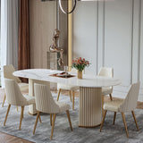 Modern Double Pedestal Dining Table With Oval Top White