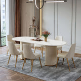 Modern Double Pedestal Dining Table With Oval Top White