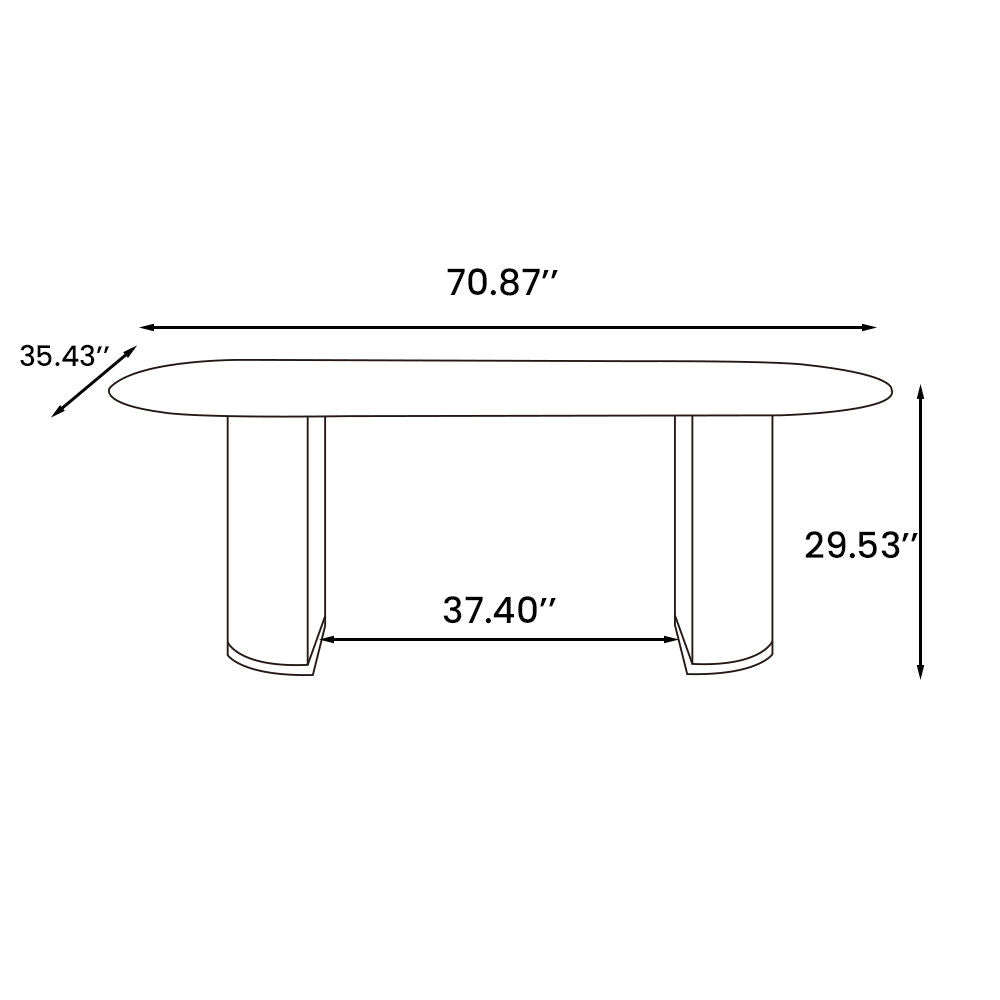 Modern Double Pedestal Dining Table With Oval Top White