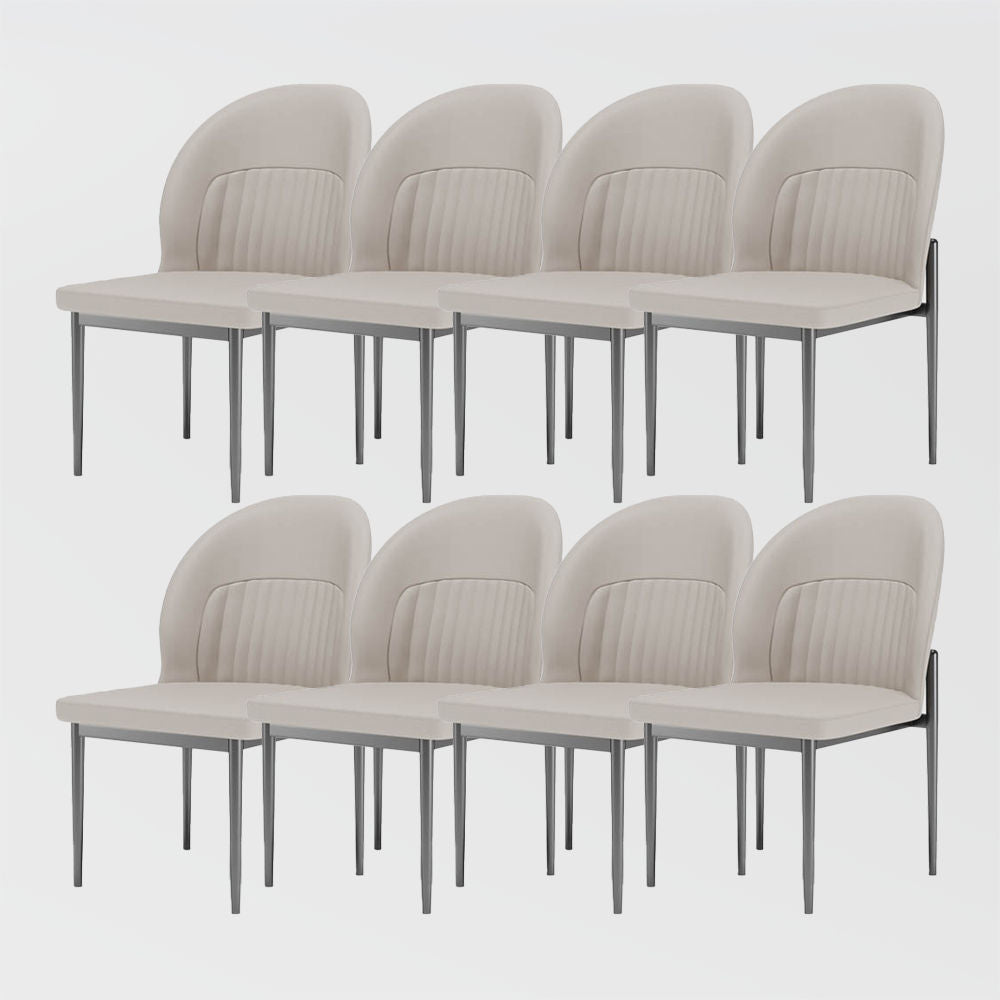 Modern Scallop Back Dining Chair Set Of 2 Light Gray