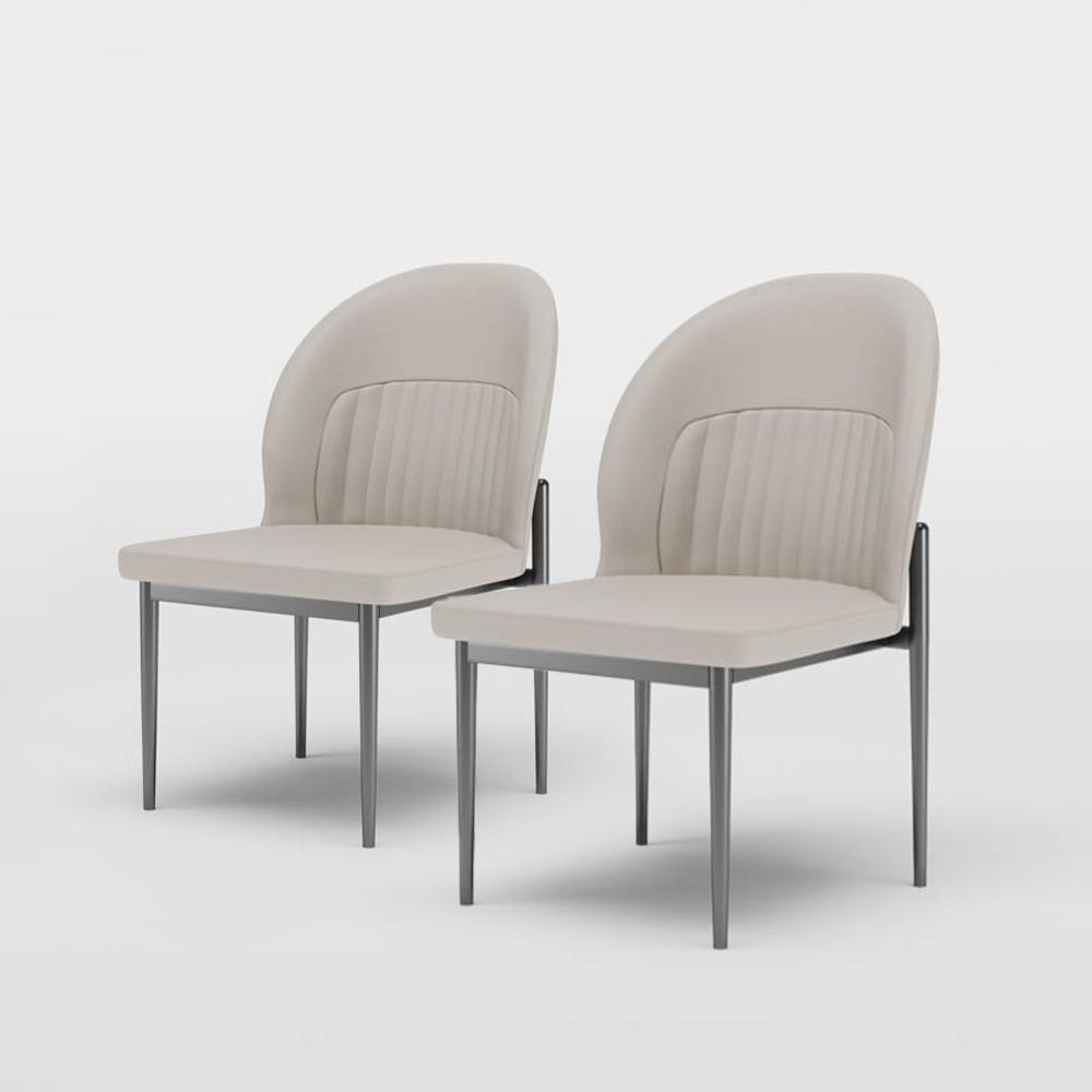 Modern Scallop Back Dining Chair Set Of 2 Light Gray