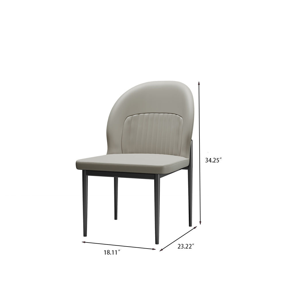 Modern Scallop Back Dining Chair Set Of 2 Light Gray