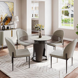 Modern Scallop Back Dining Chair Set Of 2 Light Gray