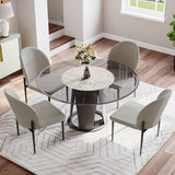 Modern Scallop Back Dining Chair Set Of 2 Light Gray