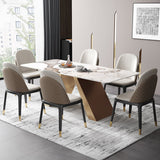 Stylish White Stone Dining Table Withgold Legs | Free Shipping White