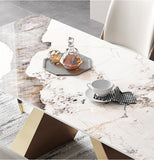 Stylish White Stone Dining Table Withgold Legs | Free Shipping White