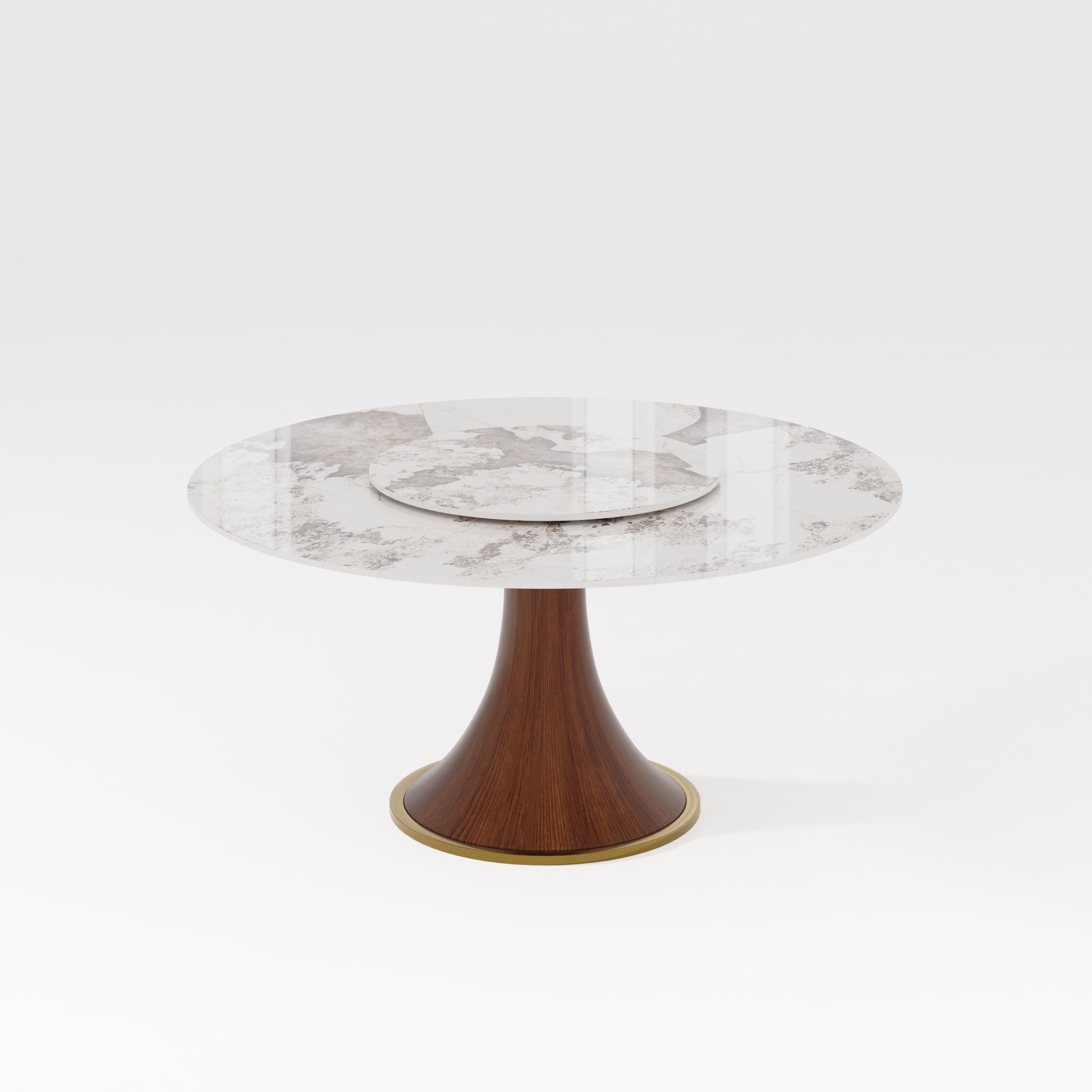 Modern Round Dining Table | Sintered Stone | Quality Wood | Free Shipping Wood color