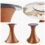 Modern Round Dining Table | Sintered Stone | Quality Wood | Free Shipping Wood color