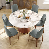 Modern Round Dining Table | Sintered Stone | Quality Wood | Free Shipping Wood color