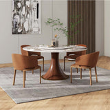 Modern Round Dining Table | Sintered Stone | Quality Wood | Free Shipping Wood color