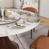 Modern Round Dining Table | Sintered Stone | Quality Wood | Free Shipping Wood color