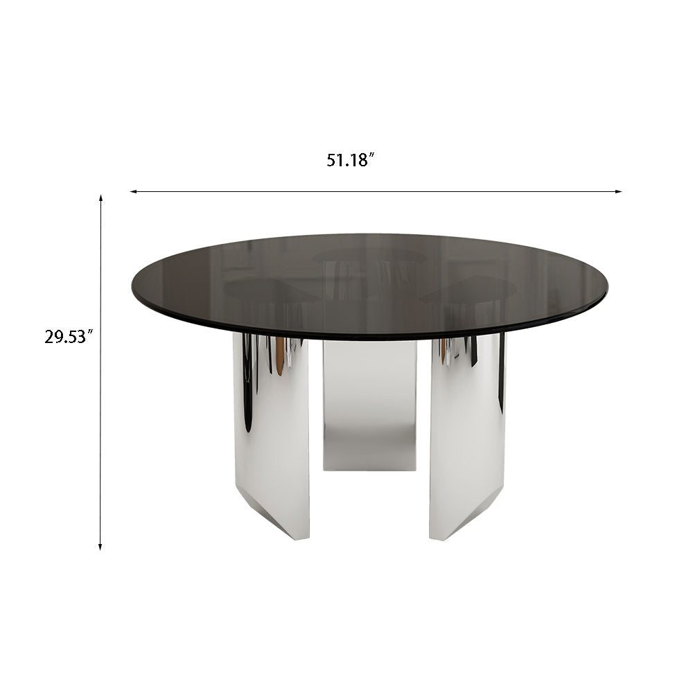 Modern Round Glass Dining Table For 4-6 Black