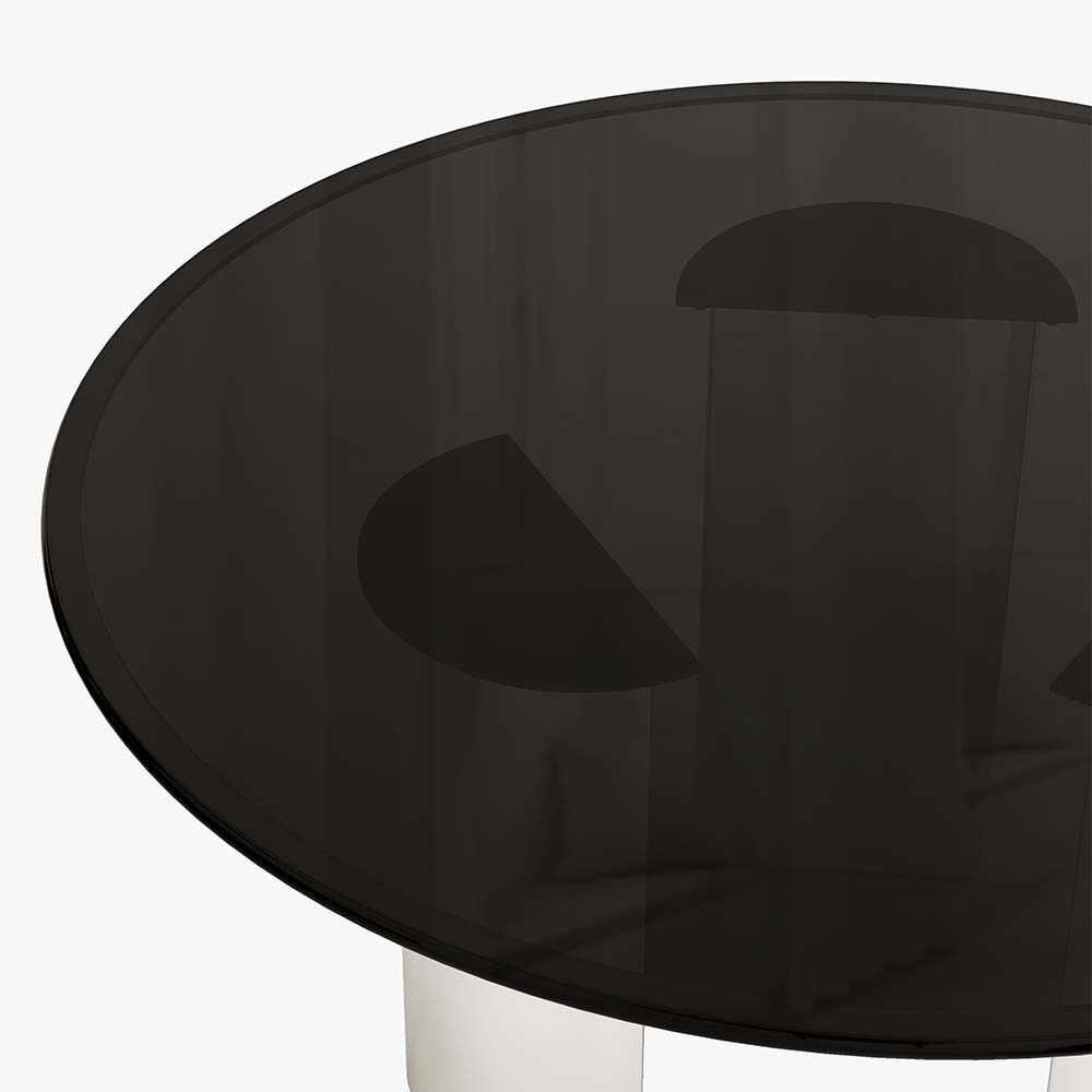 Modern Round Glass Dining Table For 4-6 Black