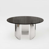 Modern Round Glass Dining Table For 4-6 Black