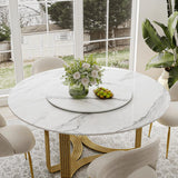 Sintered Stone Round Dining Table With Three Legs White