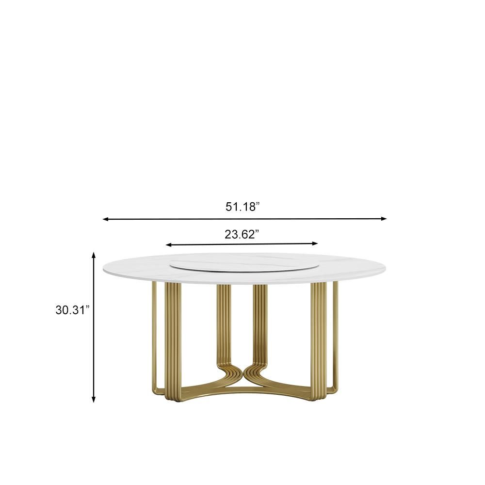 Sintered Stone Round Dining Table With Three Legs White