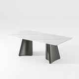 White Rectangular Pedestal Dining Table White