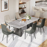 White Rectangular Pedestal Dining Table Gray