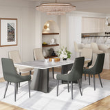 White Rectangular Pedestal Dining Table Gray