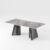 White Rectangular Pedestal Dining Table Gray