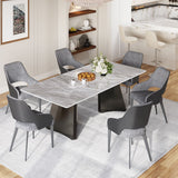 White Rectangular Pedestal Dining Table Gray