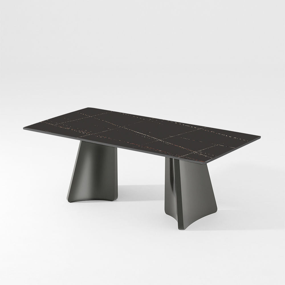 White Rectangular Pedestal Dining Table Black