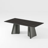 White Rectangular Pedestal Dining Table Black